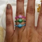 Candy Smiles Trio – Bunte Perlenringe mit Smiley | Kawaii Schmuck | Freundschaftsringe | Handmade Geschenk | Y2K Stil – Bild 4